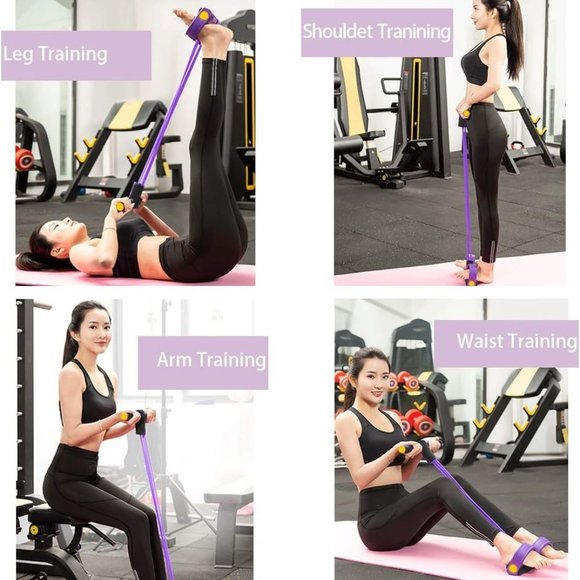 Resistance Tube for Exercise with Large Anti-Slip Pedals, 4-Tube Elastic Pull Ro - Picture 10 of 16